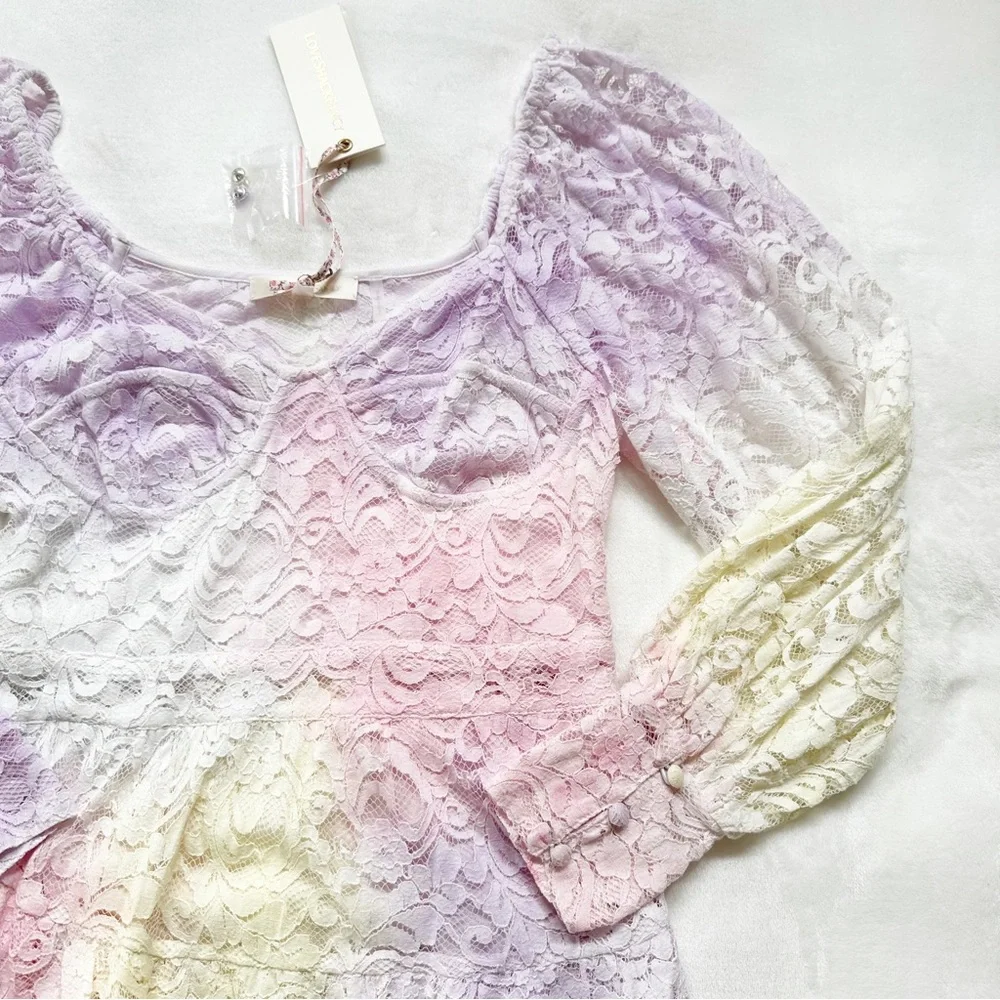 LAST CHANCE! NWT LOVESHACKFANCY Alela Dress Multi Tie Dye 6 NEW Style D1455-992 - Picture 2 of 12